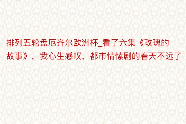 排列五轮盘厄齐尔欧洲杯_看了六集《玫瑰的故事》，我心生感叹，都市情愫剧的春天不远了